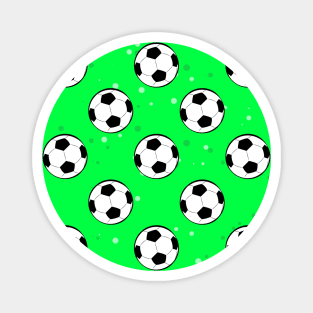Football / Soccer Balls - Seamless Pattern on Green Background Magnet
